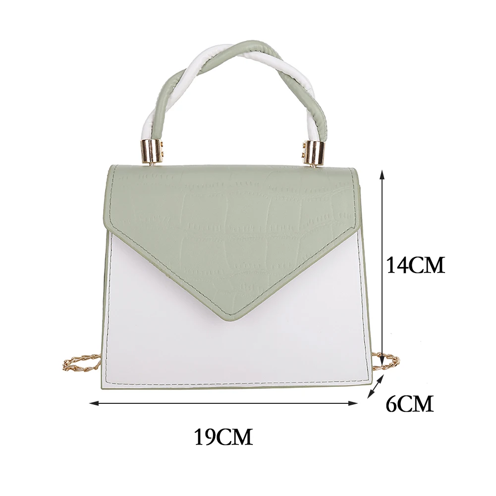 

Fashion Contrast Color Stone Pattern Shoulder Crossbody Bag Women PU Leather Messenger Bag Casual Ladies Mini Top-handle Handbag