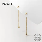 INZATT реальные 925 серебряный крест тассель цепь из бисера серьги в виде капель для Модные женские Асимметричные ювелирные украшения в стиле панк аксессуары
