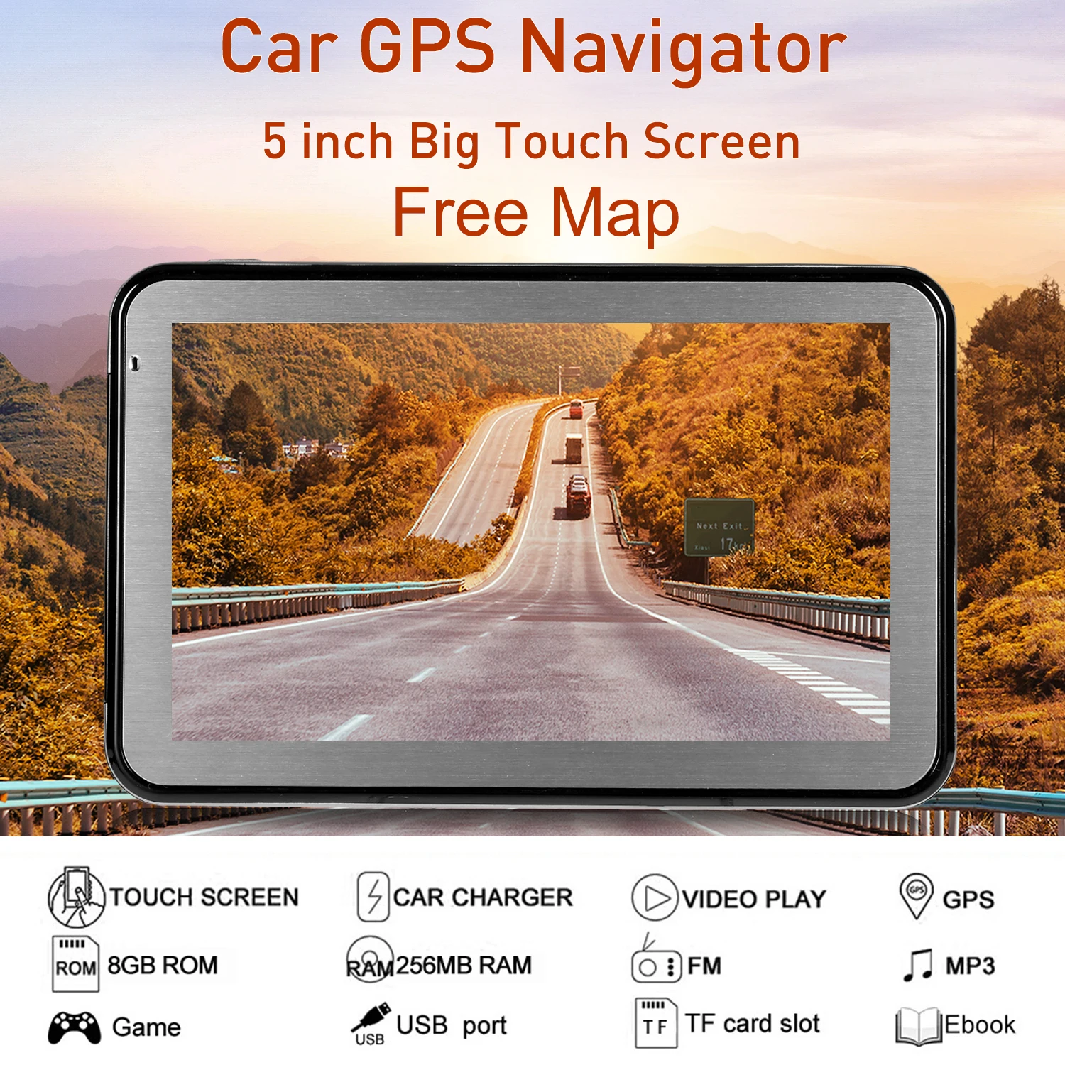 HD сенсорный экран " дюймовый автомобильный портативный gps навигатор 128 м 8 Гб FM видео плеер Автомобильный навигатор с поддержкой спины+ карта