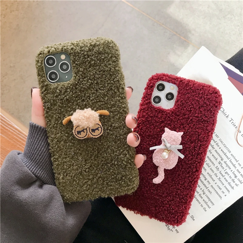 Милый мультяшный теплый плюшевый леопардовый чехол для телефона samsung s8 s9 s10 pro plus