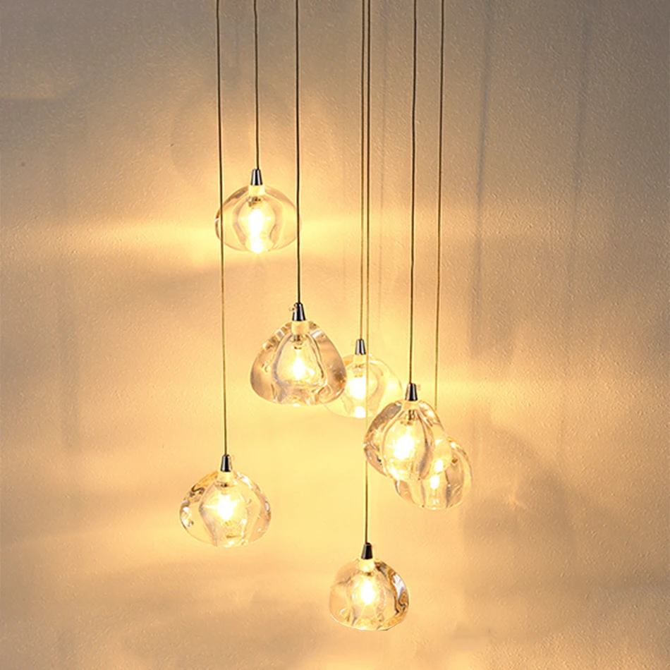 

Modern K9 Crystal Chandelier LED Pear Pendant Lamp Meteor Light Mall Villa Hotel Restaurant Staircase Lounge Luxury Hang Lights