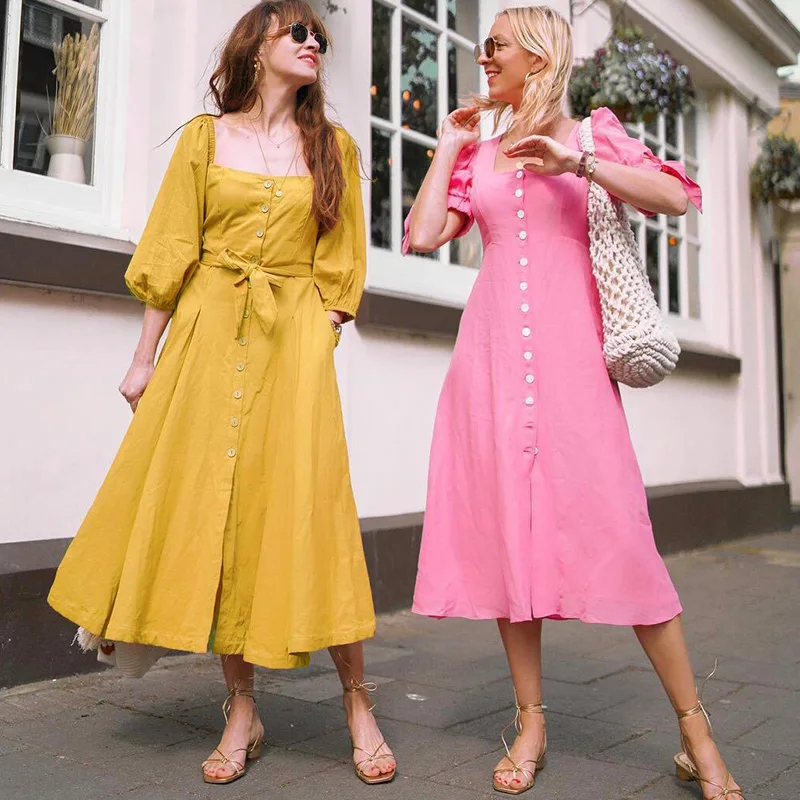 Yojoceli Трендовое белое платье на пуговицах женская уличная одежда 2019 весеннее миди