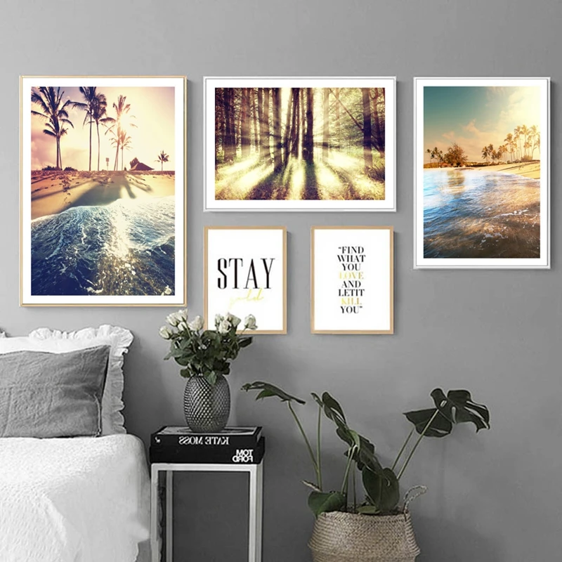 HD печать в скандинавском стиле современный океан пейзаж буквы картины Домашний