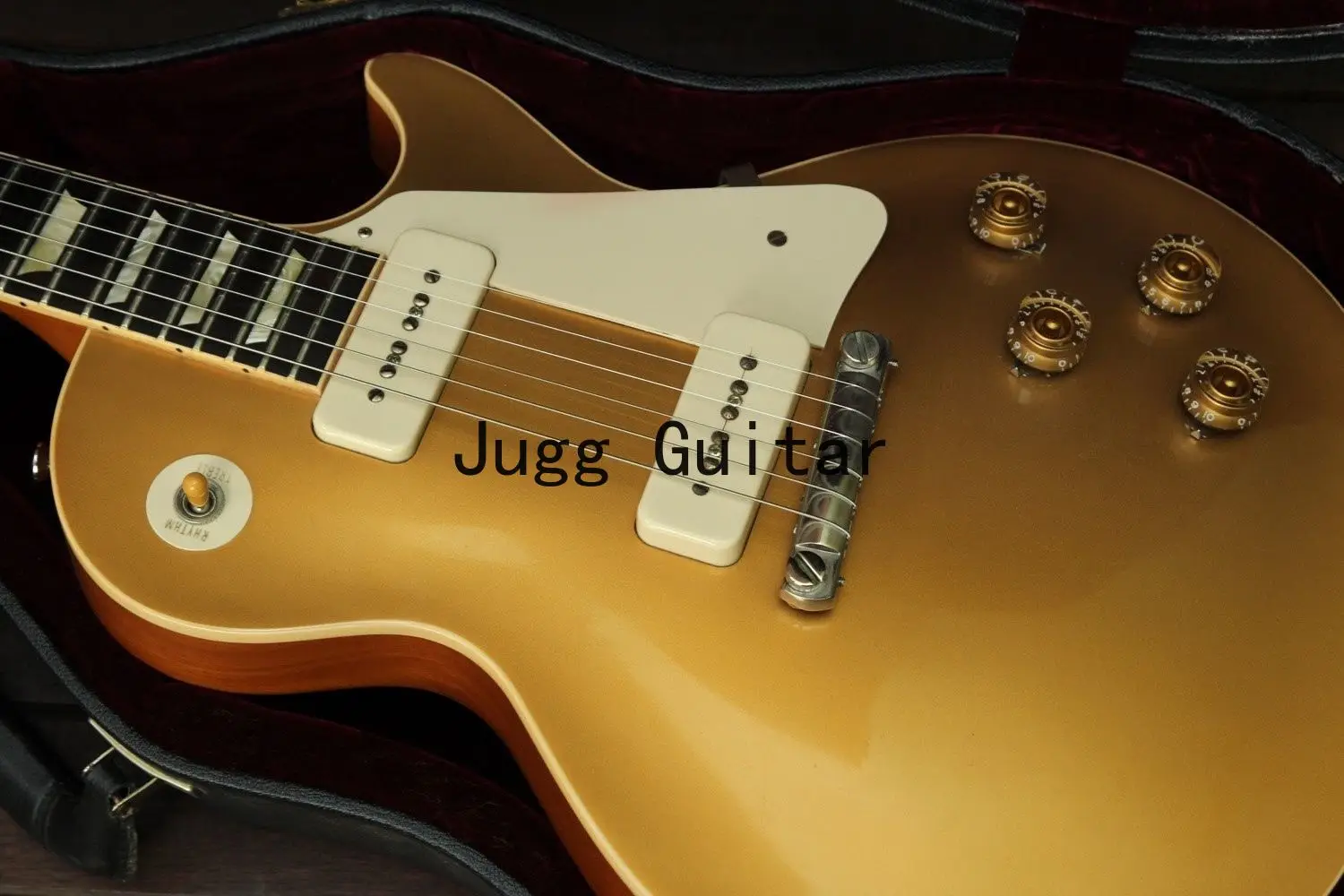 

Promotion! 1956 Gold Top Goldtop Electric Guitar Wrap Arround Tailpiece, White P90 Pickups, Chibson China OEM Music Instrument