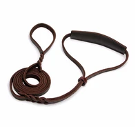 braided real leather large dog leash collar pet walking lead training dog traction rope slip collar for small medium big dogs