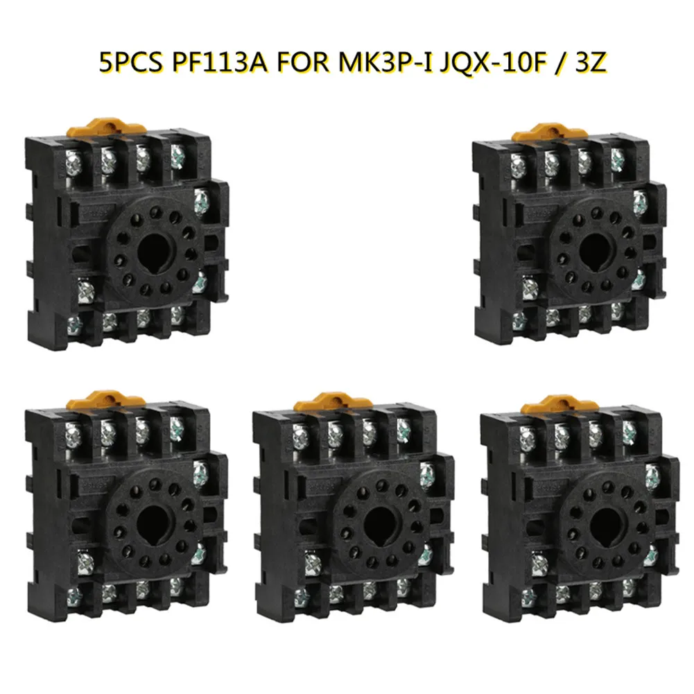 

5Pcs PF113A Relay Base Socket 11 Pin For MK3P-I JQX-10F/3Z Relay Socket 11-pin Type And Screw Terminals For General 11-pin Relay