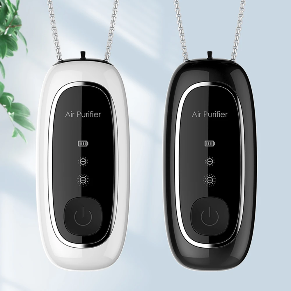 

Fashion Personal Wearable Air Purifier Necklace Mini Portable Air Freshener Ionizer Negative Ion Generator Black