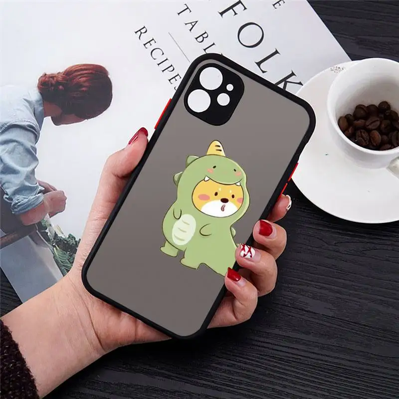 

Dinosaur cartoon cute funny Phone Cases Transparent Matte for iPhone 7 8 11 12 s mini pro X XS XR MAX Plus cover funda