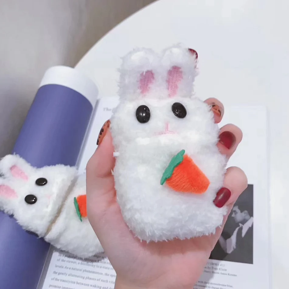 3D Cute Earphone Case for Airpods Case Cartoon Knitted plush Cover for Apple Airpods 2 Case Bear Teddy Dog Rabbit Earpods Case
