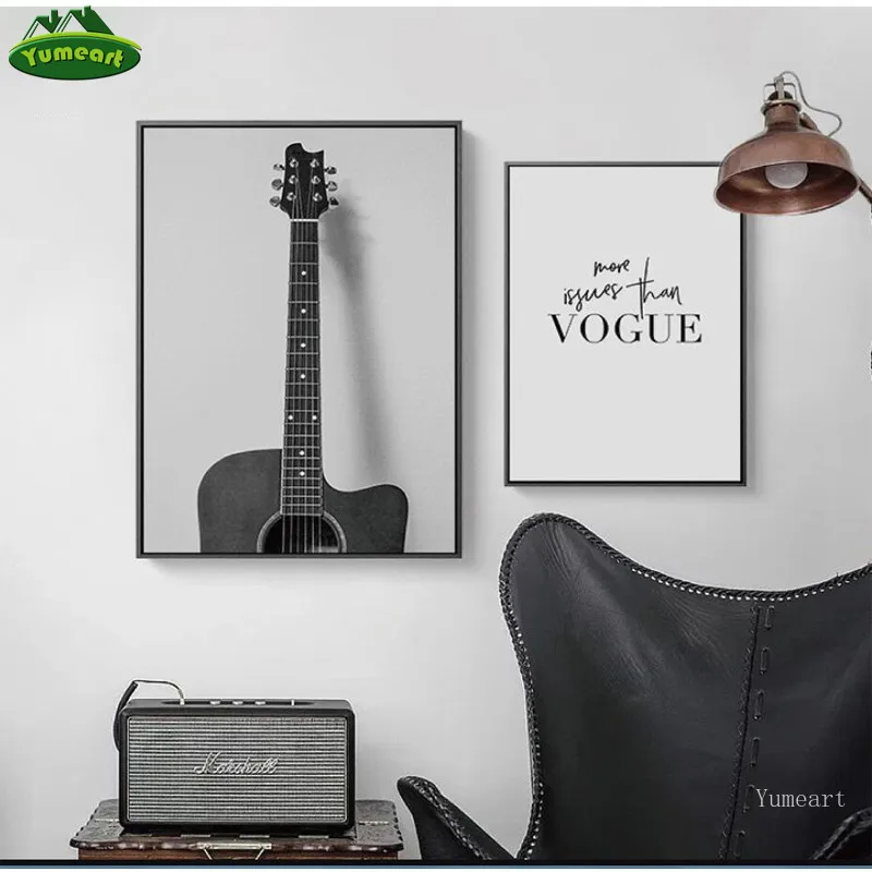 

Современный музыкальный постер на гитаре винтажные плакаты и принты Холст Картина маслом Настенная картина для гостиной Декор без рамки