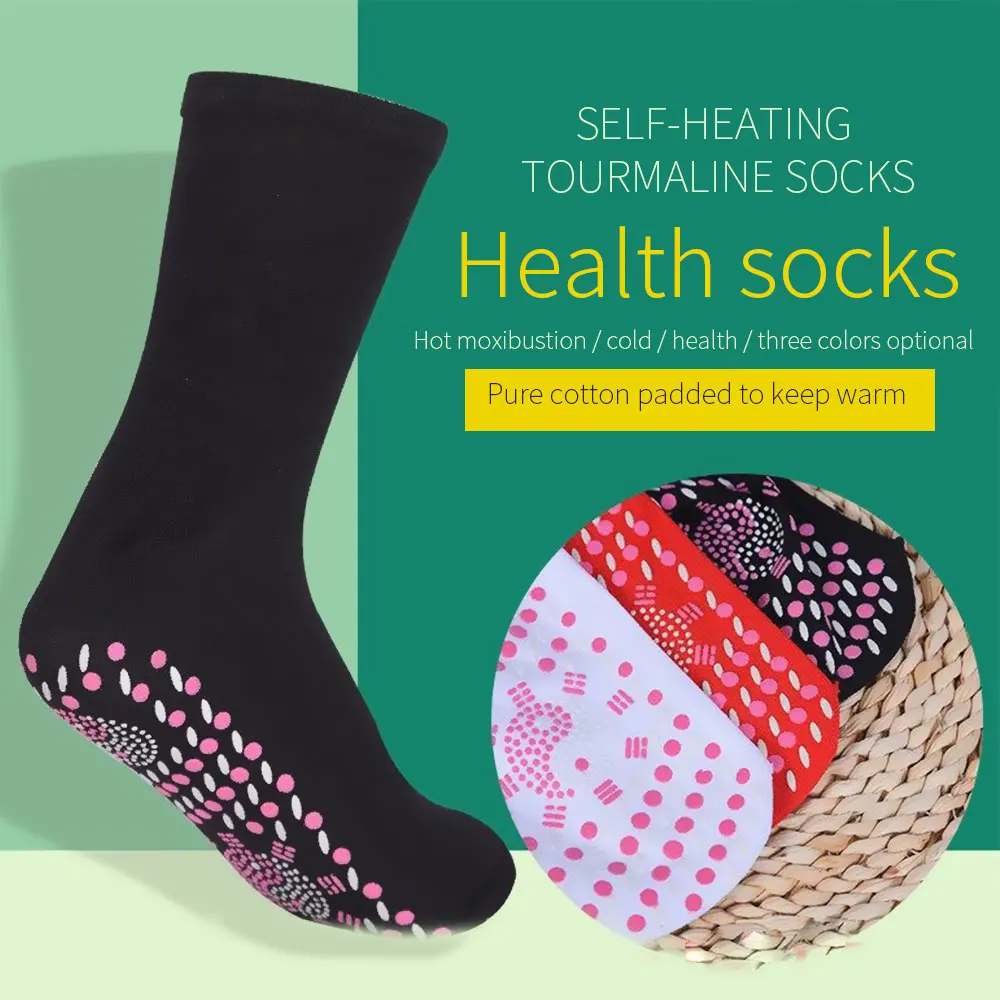 

1 Pair Self-Heating Health Tourmaline Magnetic Sock Comfortable And Breathable Health Care Winter Warm Massage Foot Care Socks