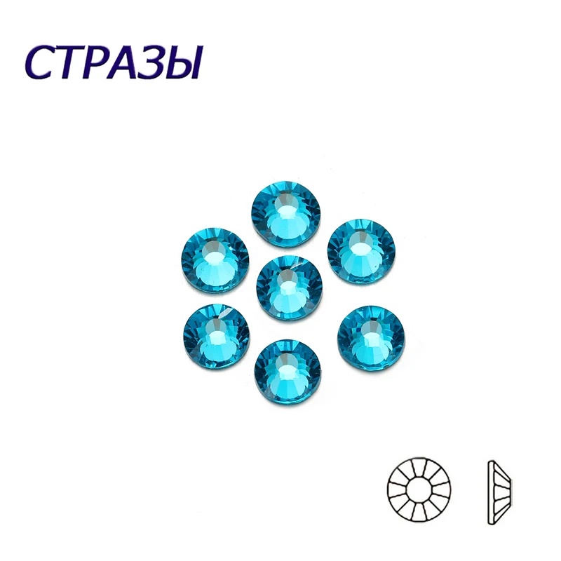 Синие циркониевые кристаллы CTPA3bI 2000HF всех размеров с плоской задней стороной