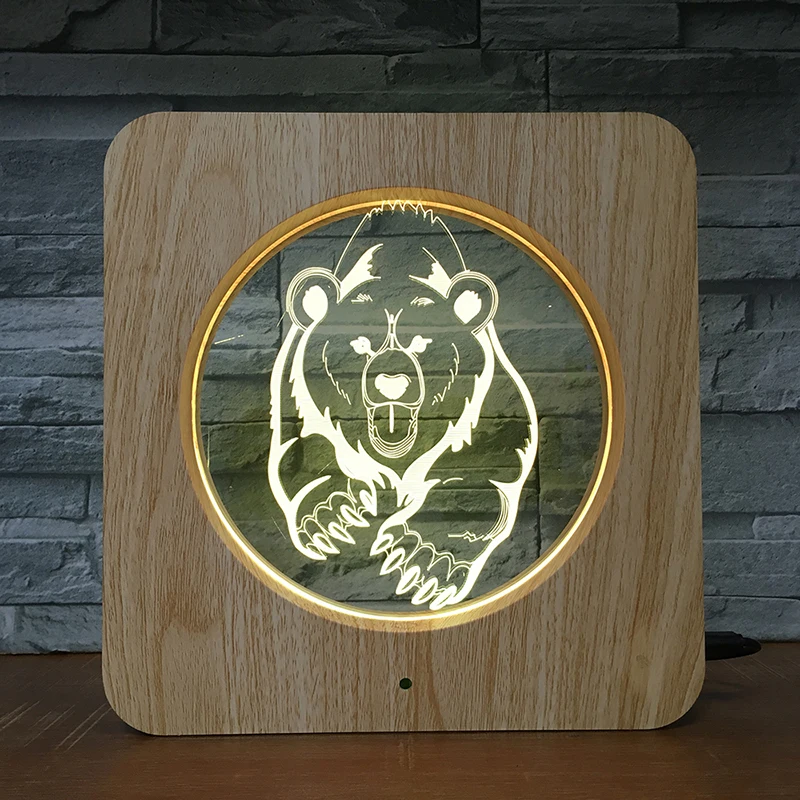 Fierce Bear 3D LED Plastic Night Light DIY Customized Lamp Table Kids Colors Birthday ABS Gift Home Decor DropShipping 2193 | Освещение