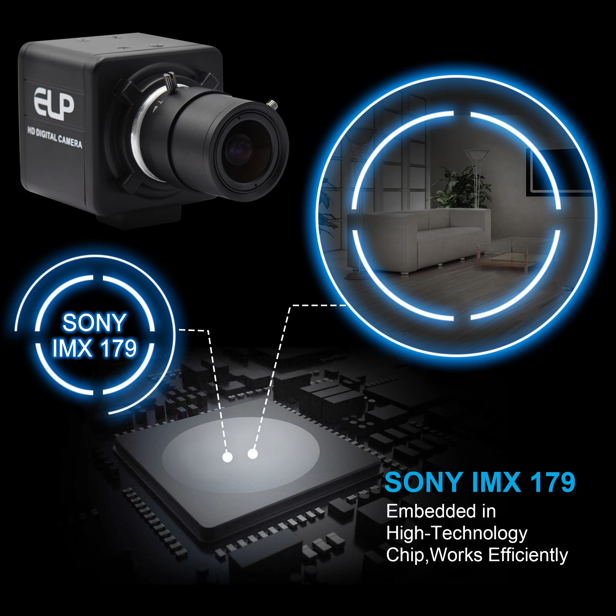 2.8-12mm varifocal lens MJPEG 8MP usb webcam Sony IMX179 digital video box inside surveillance camera module | Безопасность и