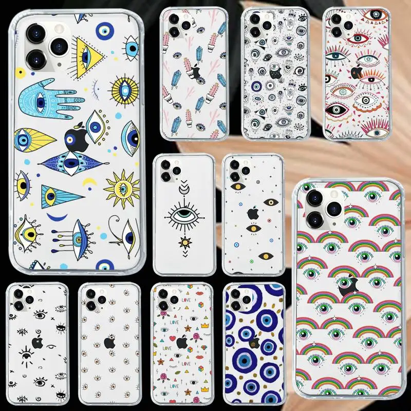

Lucky Eye Blue Evil Eye Print Phone Case Transparent soft For iphone 12 11 13 7 8 6 s plus x xs xr pro max mini