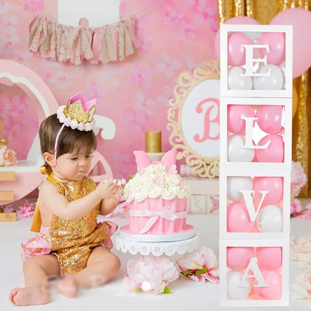 Детский душ прозрачная коробка свадебные украшения мальчик девочка первый день