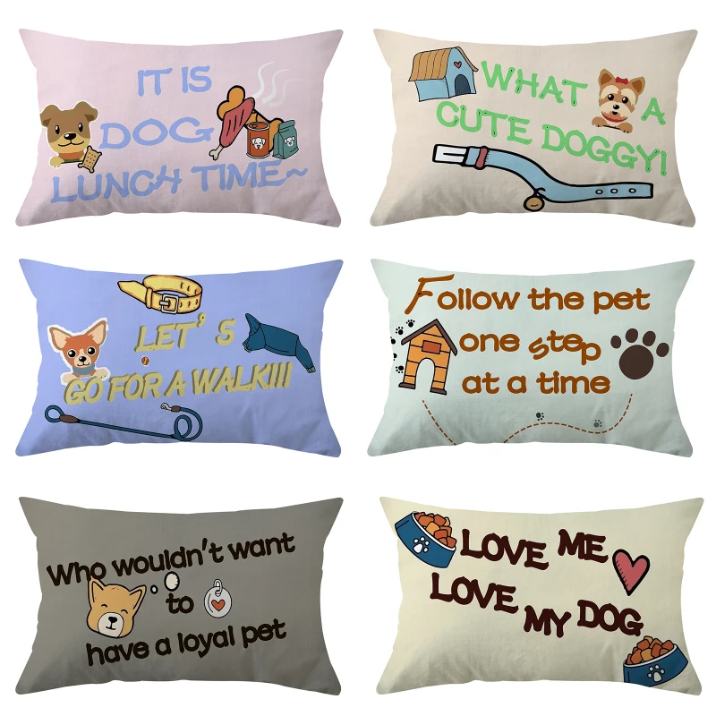 

Cartoon Dog Print Pillow Cases Animal Dog Decorative Throw Pillows For Living Room Bedroom Sofa Chair Cushion Cover Almofada