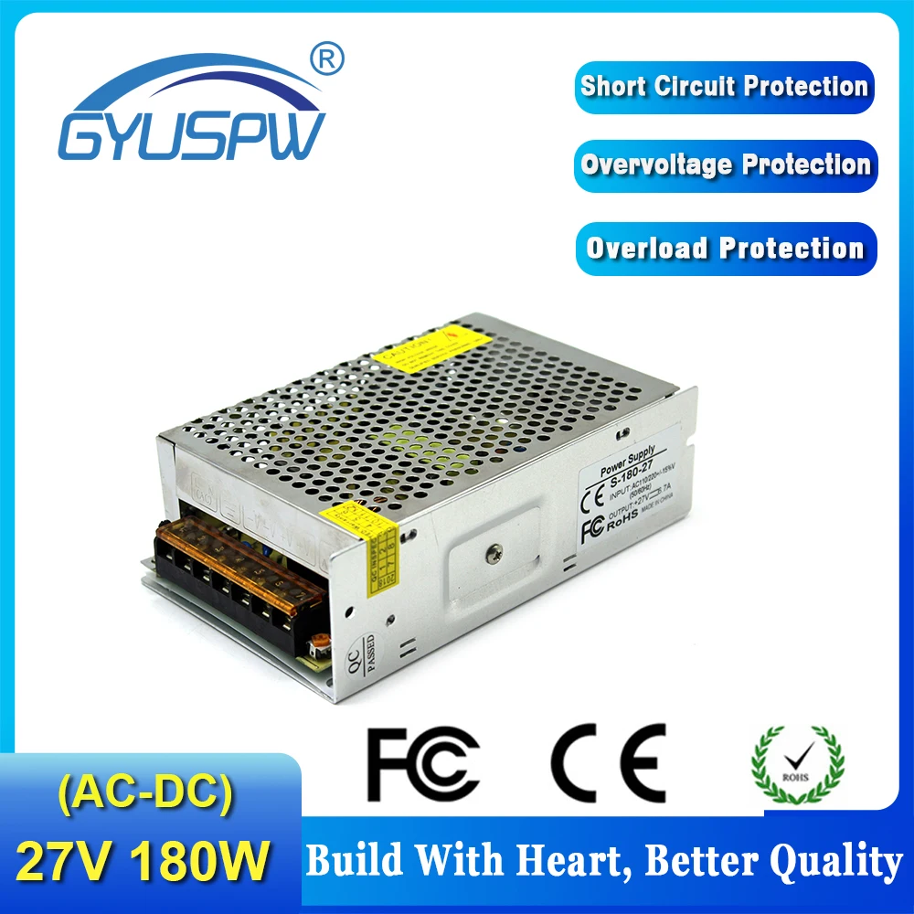 Одиночный выход Светодиодный импульсный источник питания DC27V 6.7A 180W адаптер