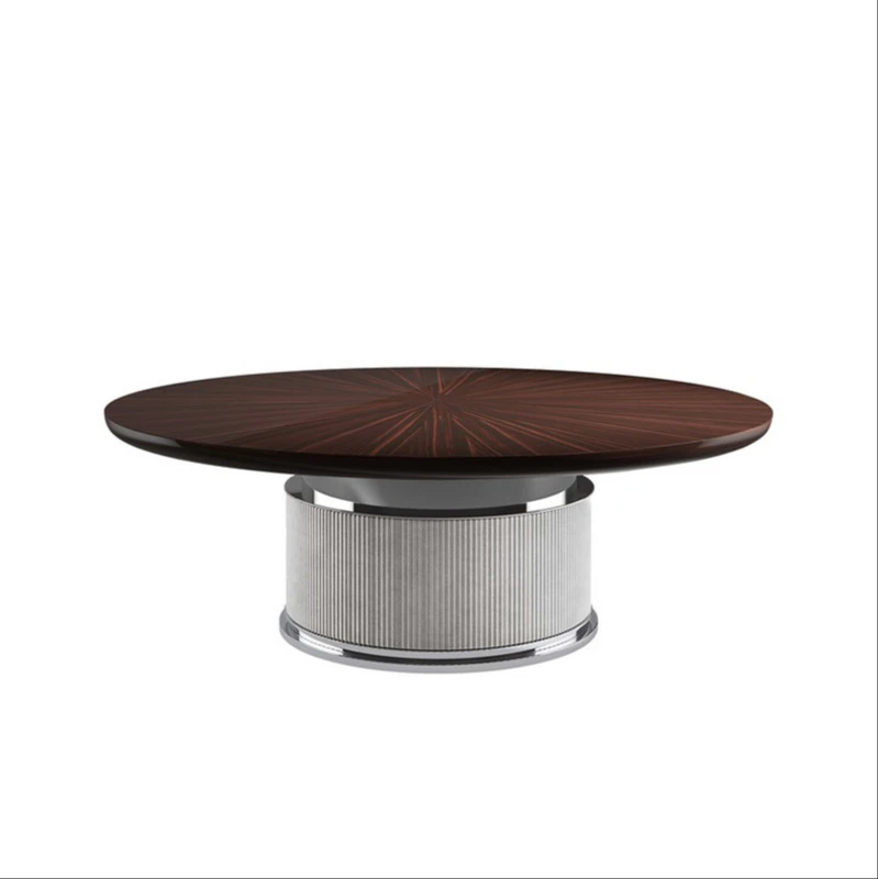 

round dining table and chair combination household minimalist small-sized restaurant luxury round table with turntable table