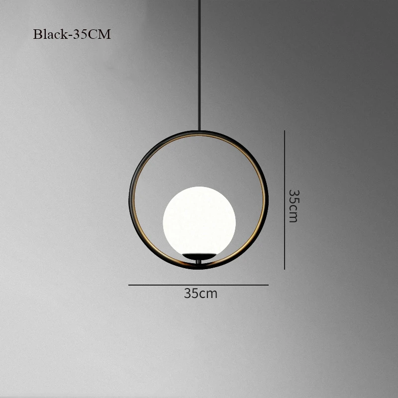 Black 35CM Скандинавские светодиодные подвесные светильники, освещение, промышленный подвесной светильник, люстра, подвесной шар, стеклянные подвесные лампы, Кухонные светильники - Цвет корпуса: Black 35CM