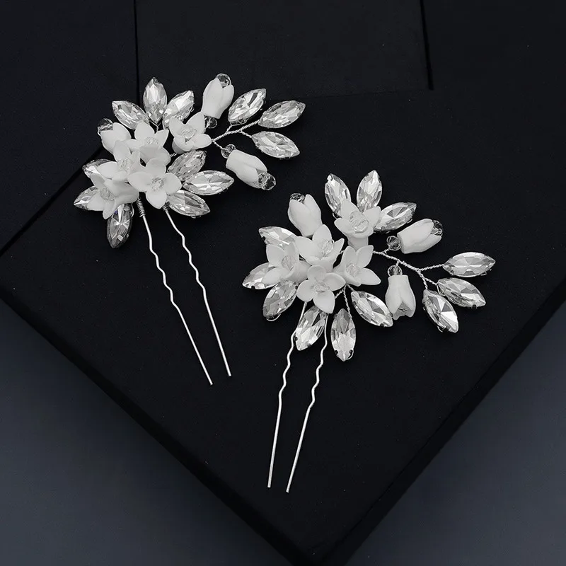 Керамическая заколка для волос с кристаллами и жемчугом|Украшения волос| |