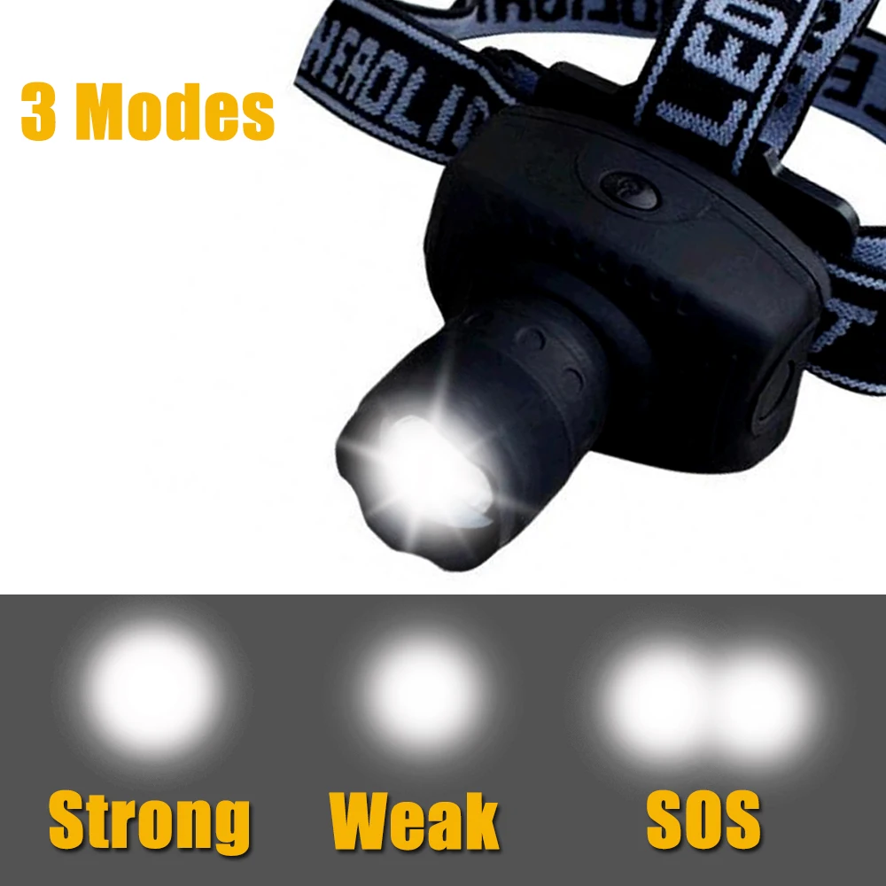 Налобный фонарь на аккумуляторе AAA светодиодный налобный для езды велосипеде