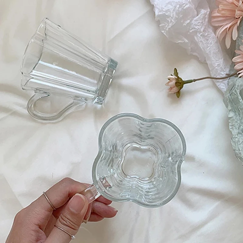 Новинка 200 мл прозрачная стеклянная кофейная чашка с четырьмя листьями клевера