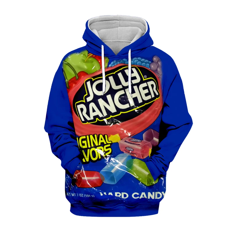 

Новинка, 3D Толстовка с капюшоном в виде конфет, закусок, шоколадного соуса, модная уличная одежда для мужчин и женщин, детский пуловер в стил...