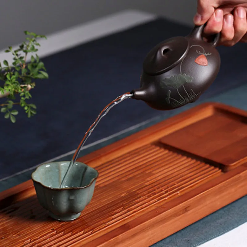 Hot Sale Zisha Tea Set Factory Direct Custom Authentic Yixing Teapot Stone Scoop Black Gold Sand Raw Ore | Дом и сад