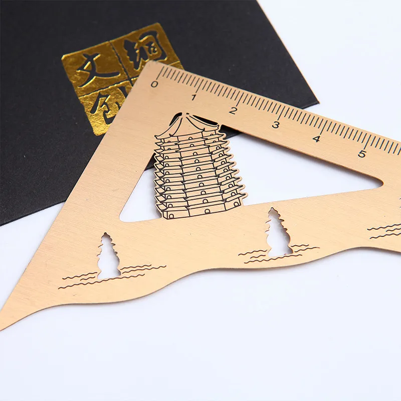 Металлическая треугольная линейка ретро линейки закладки весы Канцтовары для