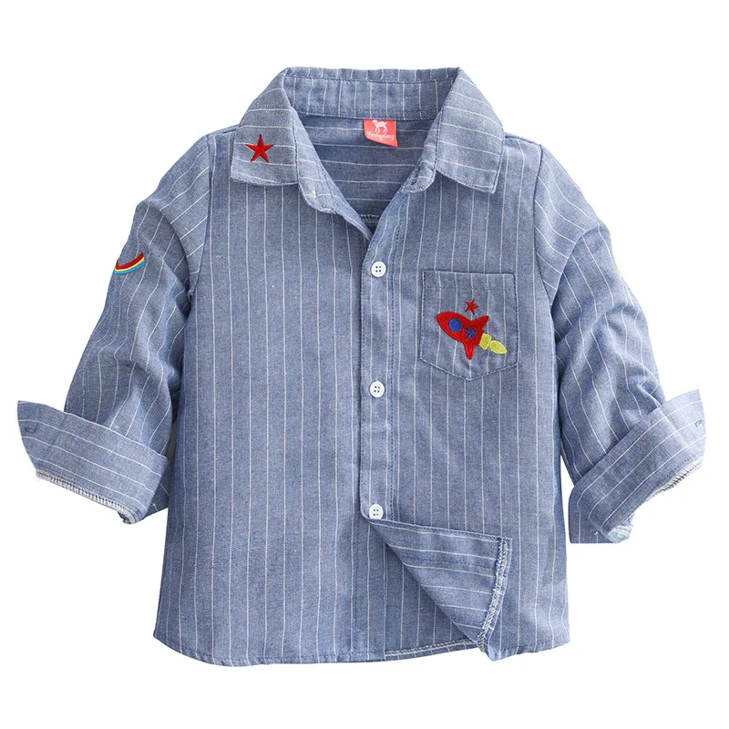 Коллекция 2019 года весенне осенняя рубашка новая детская в полоску длинная