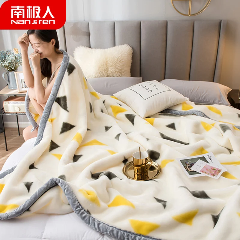 

Nanjiren Laschel Blanket Quilt Double Flannel Thickened Air Conditioning Blanket Single Nap Blanket Sofa Cover fluffy blanket