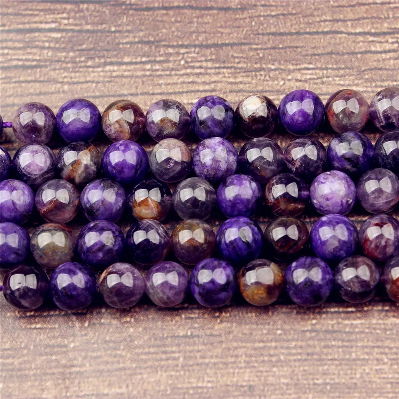 Lanli 6/8/10mm fashion natural Jewelry Charoite loose beads DIY Men and women bracelet necklace ear stud Accessories | Украшения и