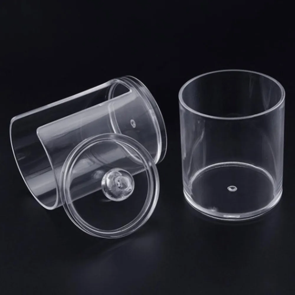 Acrylic Makeup Organizer Multifunctional Round Container Cosmetic Swab Cotton Pad Jewelry Storage Box Holder Candy Jars With Cap | Дом и сад