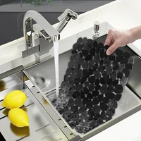 black sink mat adjustable sink saddle eco friendly pvc drying mat modern design dinnerware mat pebble shape sink mat for kitchen