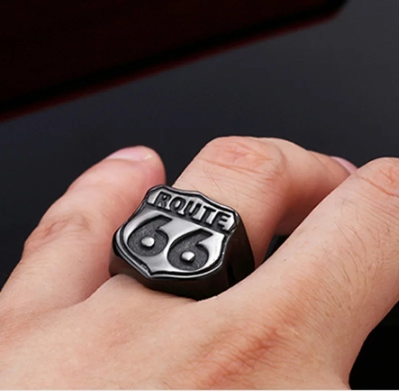 Винтажный трендовый рок панк хип хоп креативный US Route 66 Mother Road кольцо из сплава Роскошные Кольца для мужчин и женщин ювелирные аксессуары