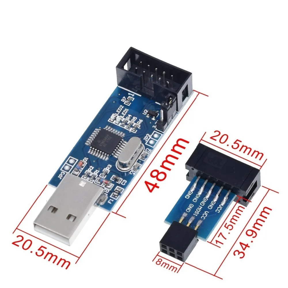 1 комплект 10Pin до 6 Pin плата адаптера+ USBASP USBISP AVR программист USB ATMEGA8 ATMEGA128 ATtiny/CAN/PWM 10Pin модуль провода DIY
