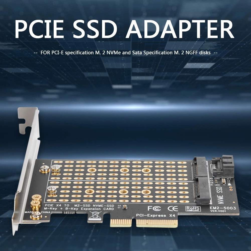 M + B Key M.2 NGFF к PCIE 3 0 X4 NVMe SATA конвертер карта M2 SSD PCI Express адаптер для 2230 2242 2260 2280 |