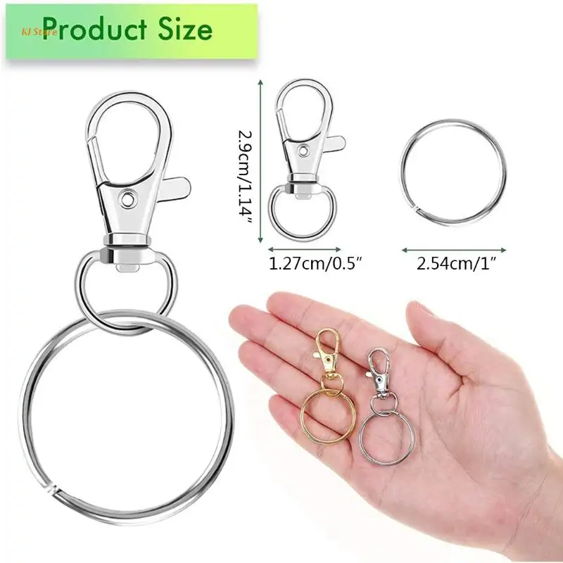 

120 Pcs Key Rings Lobster Claw Clasp Swivel DIY Handcraft Alloy Birthday Gifts