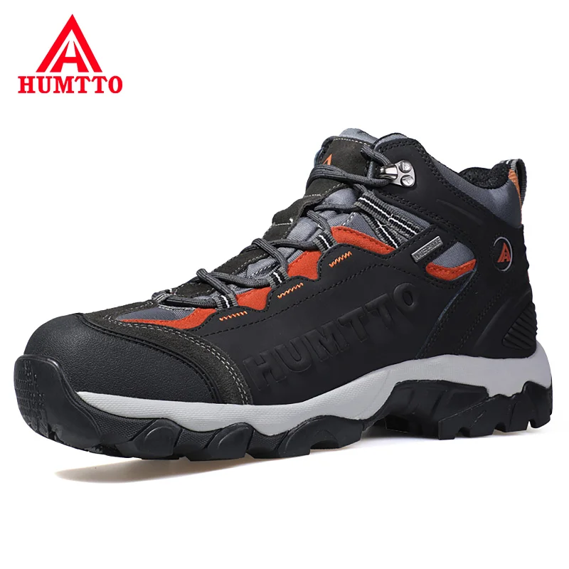 HUMTTO Hiking Shoes for Men Breathable Leather Sport Waterproof Hunting Trekking Boots Mountain Outdoor Climbing Sneakers Mens