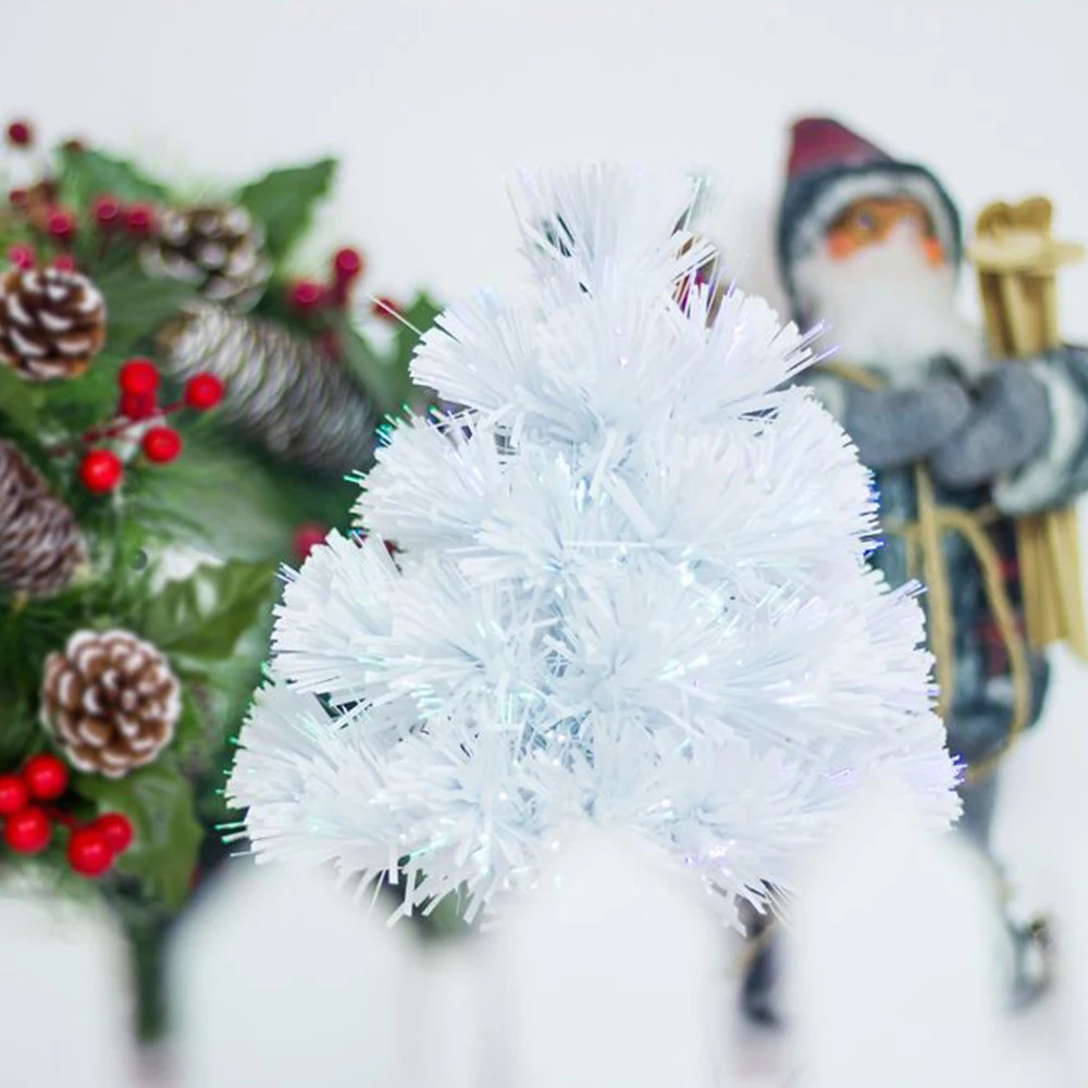 USB зарядка оптическое волокно Мини Рождественская елка сизаль шелк украшение