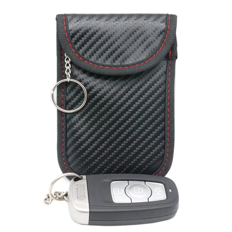 

Universal High Capacity Adhesive Zipper Car Key Case Anti-theft Anti-scan Key Holder For Car Key Carbon Fiber Key Wallets Bag