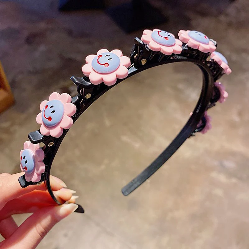 

2021 Cute Girl Flower Double Bangs Hairstyle Fixed Braided Hairbands Kids Sweet Princess Hair Ornament Hairpin Hair Accessories