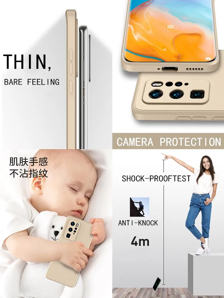 Original Liquid Silicone Phone Case For Huawei P30 P20 P40 Pro Lite Mate 20 30 40 Pro Honor 30 Pro Luxury Soft Protector Cover