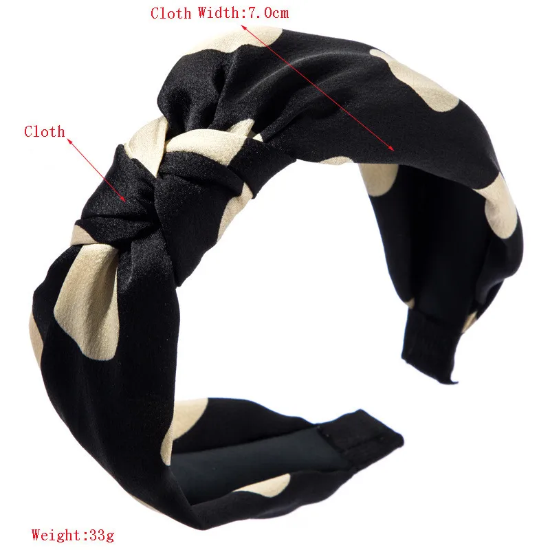 

CN Cute Silky Wide Hair Bands For Women Knotted Headband Dot Hairband Corss Knot Hair Hoop Vintage Girls Hair Accessories