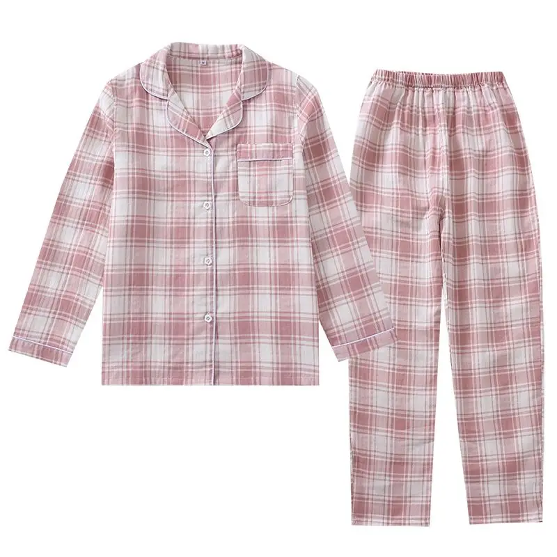 Women's Pajamas Set Summer 100% Cotton Sleepwear Set Home Suit for Spring women pajama sets Thin Long-sleeved Pants