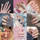 24 шт. французские накладные ногти сетка круглый полное покрытие клей Маникюр макияж гроб накладные ногти дизайн чистый дизайн ногтей декорации