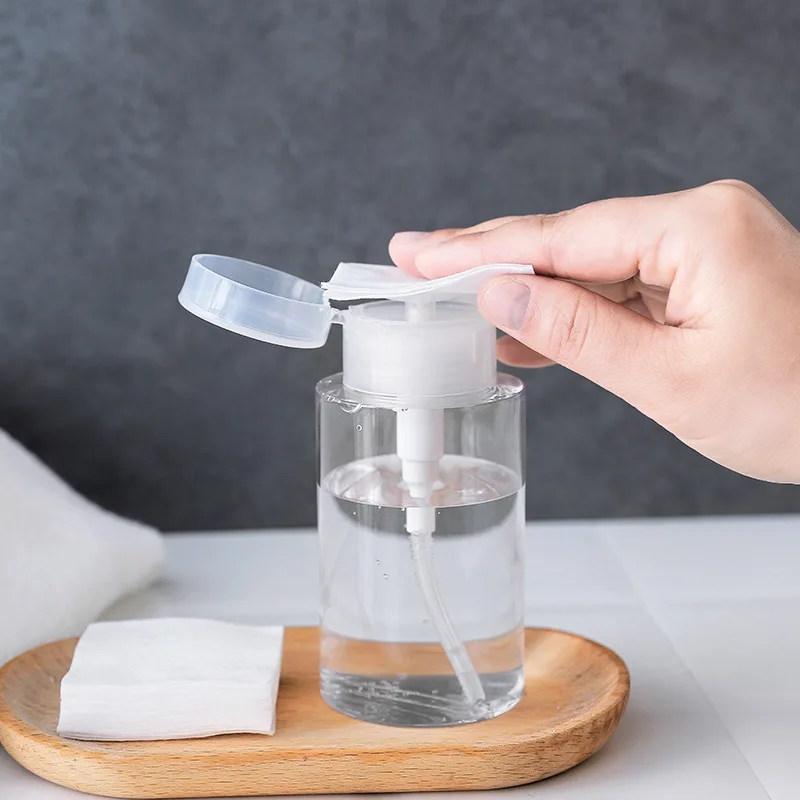 

100/150/200ml Push Down Empty Pump Dispenser For Nail Polish Lip Eye Makeup Remover Alcohol Press Bottle Refillable Container