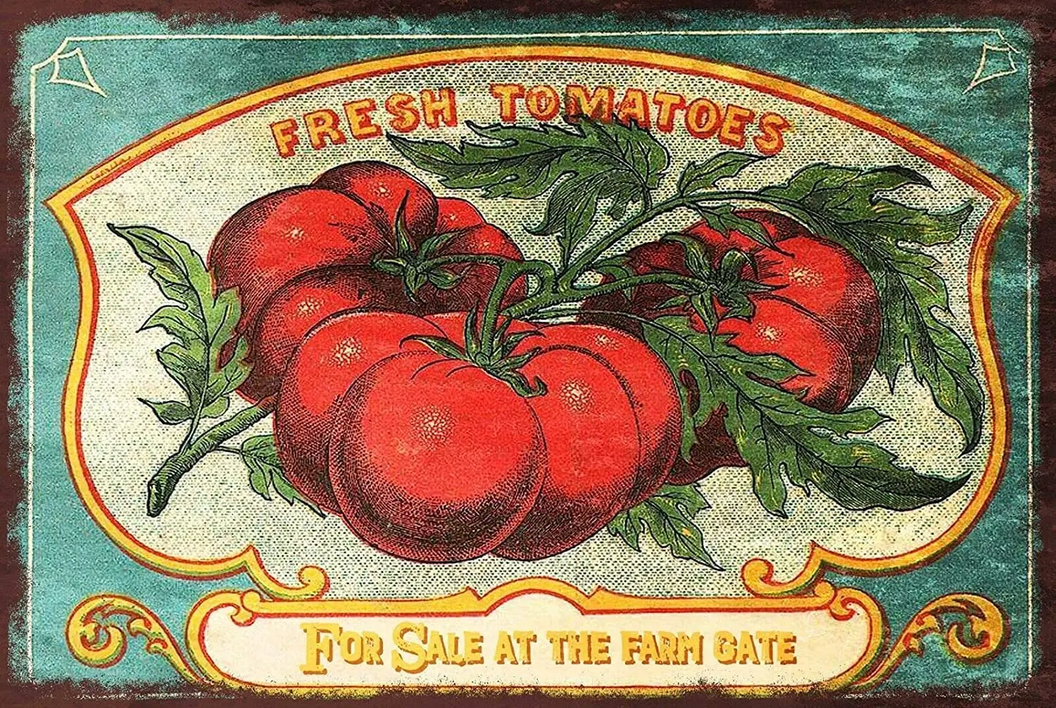 

Fresh Tomatoes for Sale Advert Vintage Retro Style Metal Sign, Farm Gate Vegetables8x12 Inch Tin Sign