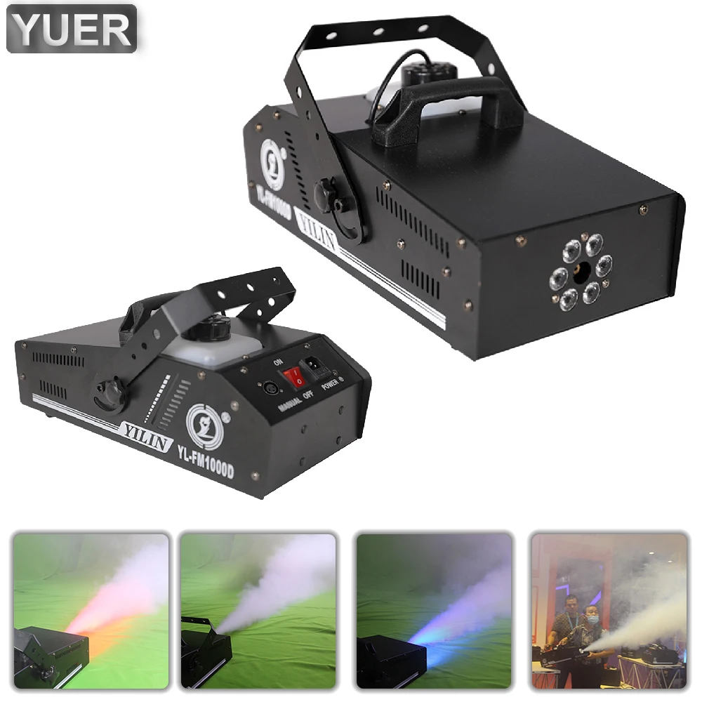 

YUER 1000W 6X3W RGB 3IN1 LED Fog Machine Remote Control Stage Effects Smoke For DJ Disoc Wedding Stage Music Party Indoor Club